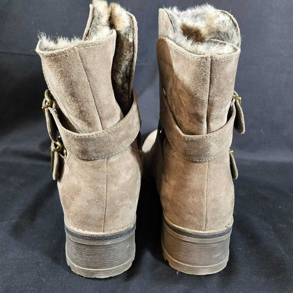 White Mountain Chastity Taupe Faux Suede Fur Lined Ankle Boots Women’s 8.5M - Picture 5 of 12